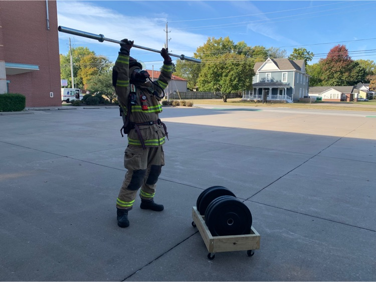 Firefighter at a workout station