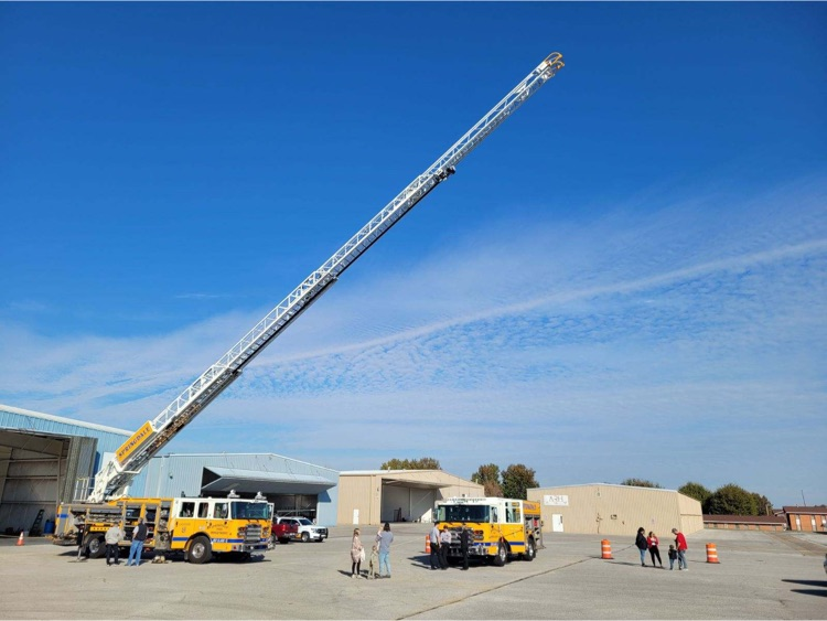 aerial truck extended in the air for a or event